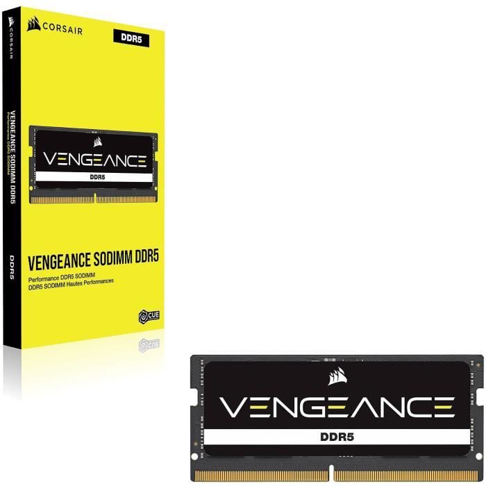 Mémoire RAM - CORSAIR - CMSX16GX5M1A5200C44 - VENGEANCE - DDR5 - 1 x16Go SODIMM - 5200MT/s - CL 44 - 1.1V
