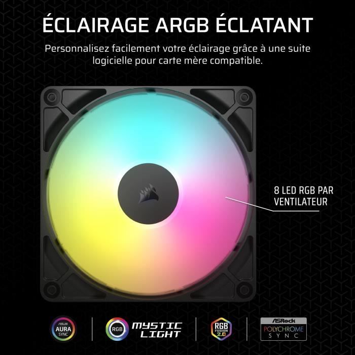 Ventilateur PC - CORSAIR - RS140 ARGB - 140mm - 330-1700 tr/min - Noir