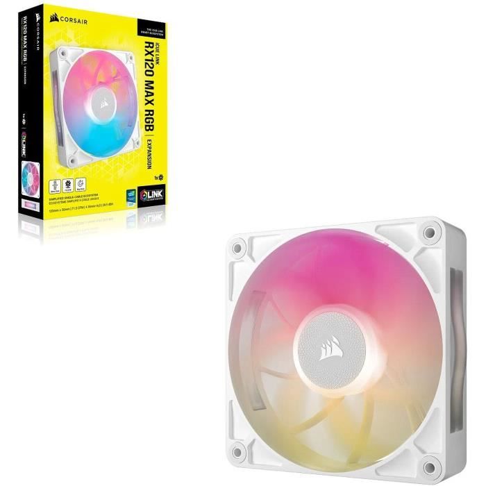 Refroidissement PC - CORSAIR - CO-9051037-WW - Kit de démarrage ventilateurs iCUE LINK RX120 RGB Max White