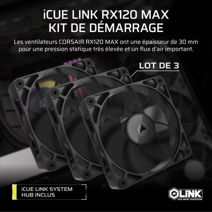 Refroidissement PC - CORSAIR - CO-9051042-WW - iCUE LINK RX120 Max Triple Fan