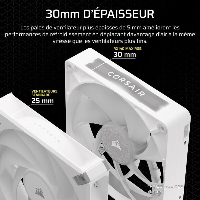 Refroidissement PC - CORSAIR - CO-9051039-WW - Kit de démarrage ventilateurs iCUE LINK RX140 RGB Max White Single Fan