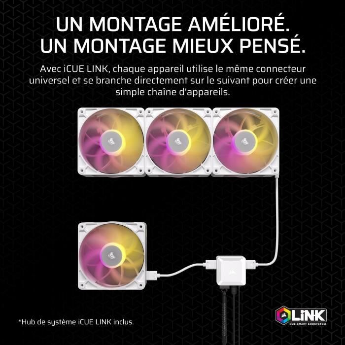 Refroidissement PC - CORSAIR - CO-9051040-WW - iCUE LINK RX140 RGB Max White Dual Fan