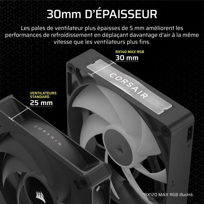 Refroidissement PC - CORSAIR - CO-9051036-WW - Kit de démarrage ventilateurs iCUE LINK RX140 RGB Max Dual Fan