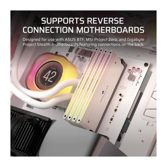 Boîtier PC ATX - CORSAIR - 5000T LX RGB - 3 Ventilateurs LX120 RGB - Éclairage Aurora RGB - Blanc