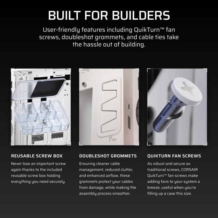 Boîtier PC ATX - CORSAIR - 5000T LX RGB - 3 Ventilateurs LX120 RGB - Éclairage Aurora RGB - Blanc