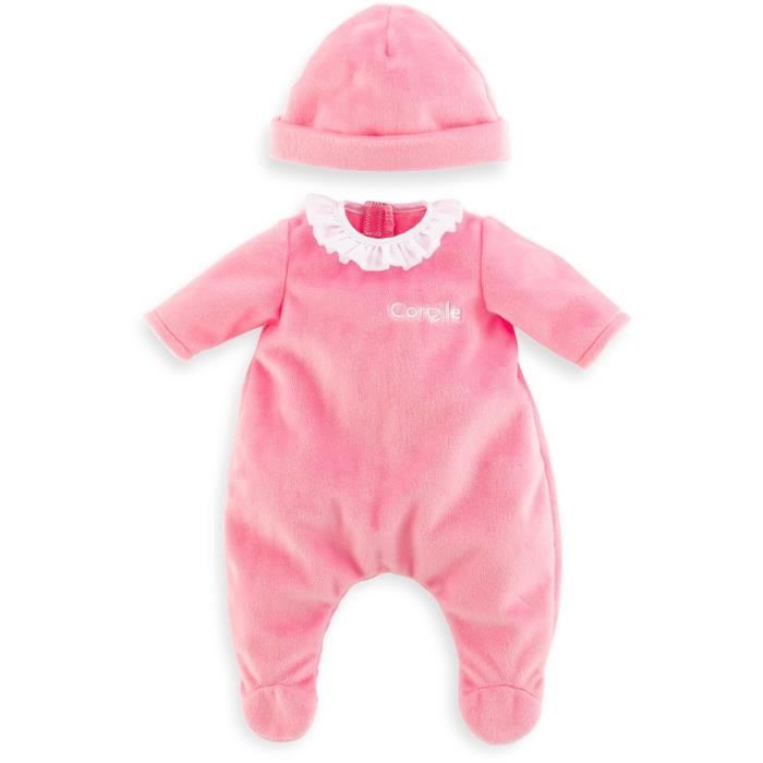 Pyjama Rose et Bonnet - COROLLE - Vetements - Pour Poupon 30cm - Des 18 mois
