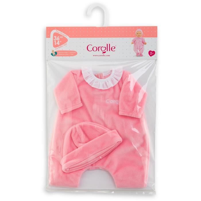 Pyjama Rose et Bonnet - COROLLE - Vetements - Pour Poupon 36cm - Des 2 ans