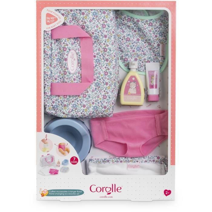 Accessoires poupons - COROLLE - Coffret Accessoires a Langer Floral - 7 accessoires - des 2 ans