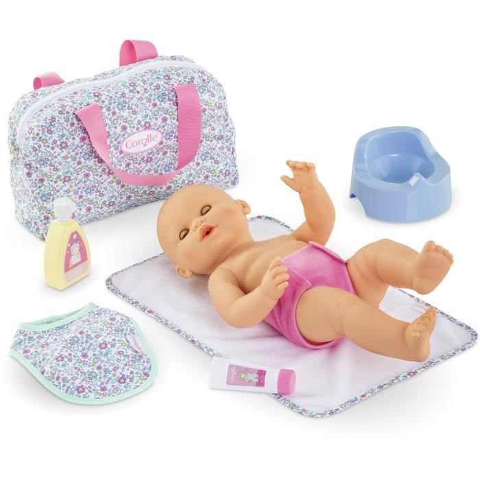 Accessoires poupons - COROLLE - Coffret Accessoires a Langer Floral - 7 accessoires - des 2 ans