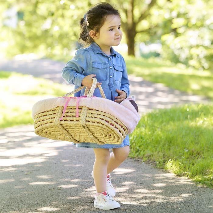 Accessoires poupons - COROLLE - Ensemble Couffin Peluche Rose - pour poupons 36 et 42 cm - des 3 ans