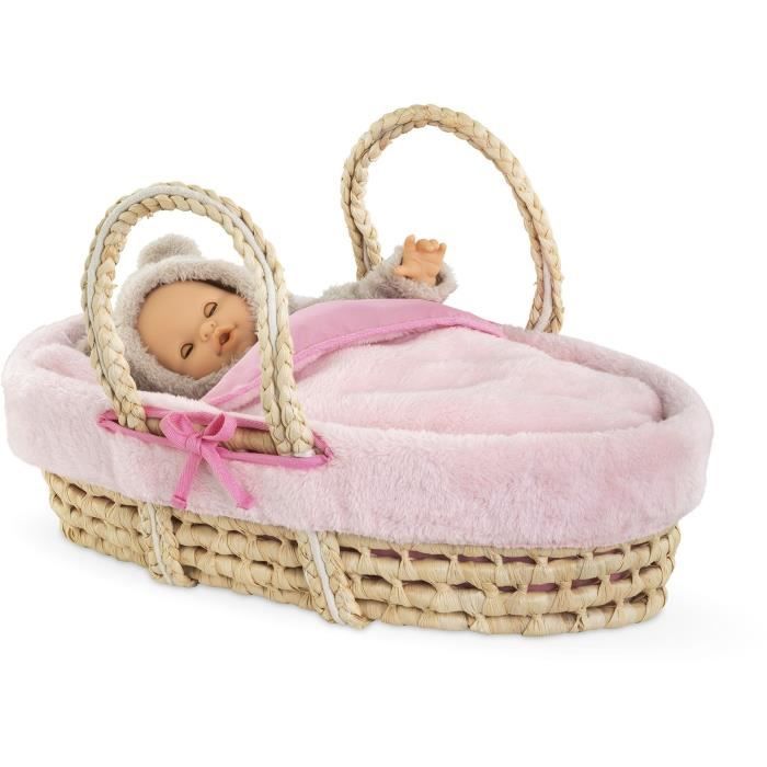 Accessoires poupons - COROLLE - Ensemble Couffin Peluche Rose - pour poupons 36 et 42 cm - des 3 ans