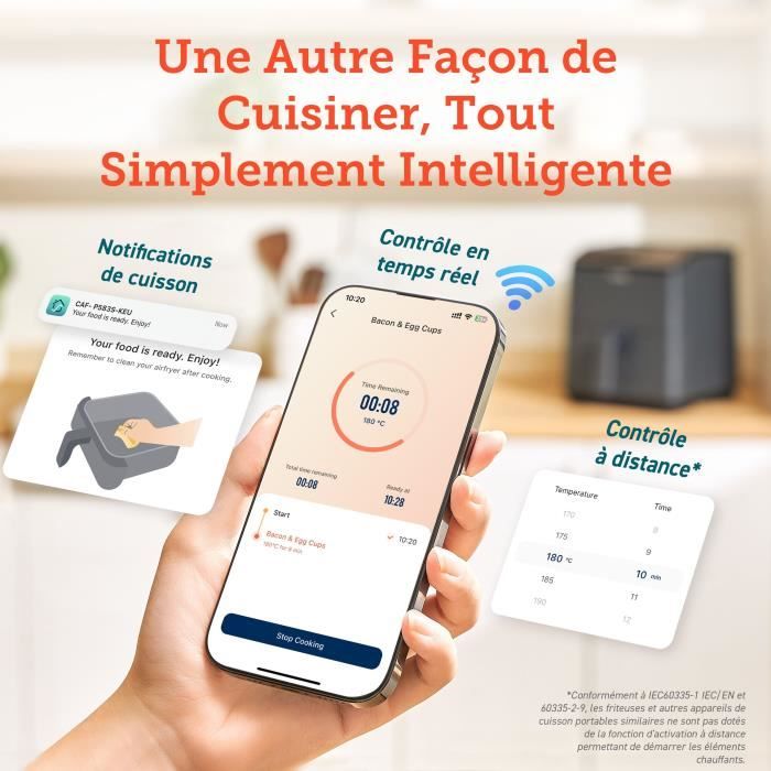 Friteuse sans huile COSORI - Dual Blaze Chef Edition - Capacité 6,4L - 12 programmes - 5 brochettes et 1 grille - 1700W - Noir