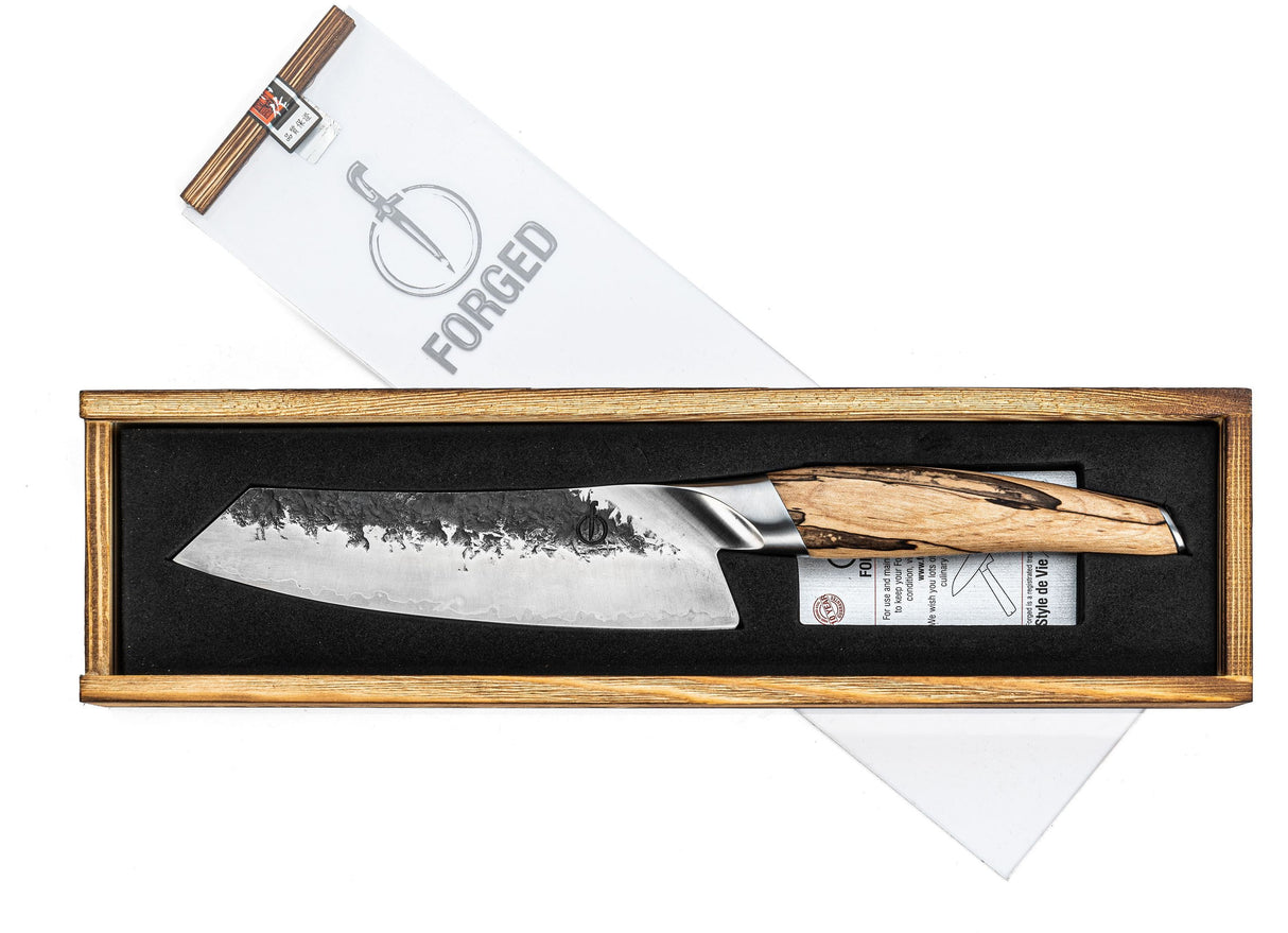 Couteau Santoku - FORGED - KATAI - Acier VG10 - Manche en bois de racine - L 18 cm