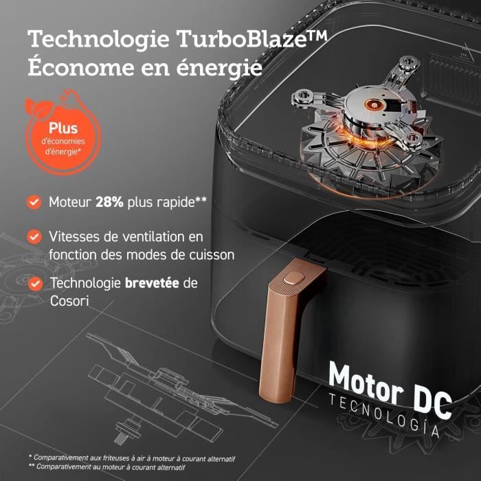 Friteuse sans huile COSORI - Turbo Blaze Chef Edition - Capacité 6L - 6 programmes - 1725W - Noir
