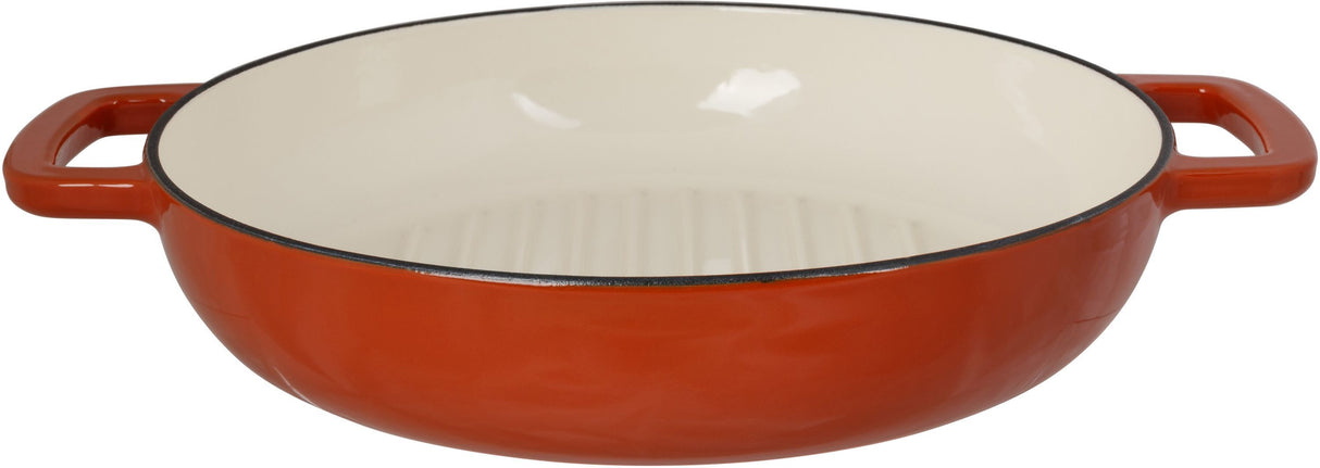 Poele a grill - COSY & TRENDY - FONTESTIC - Fonte émaillée - Ø28 cm - Tous feux dont induction - Rouille