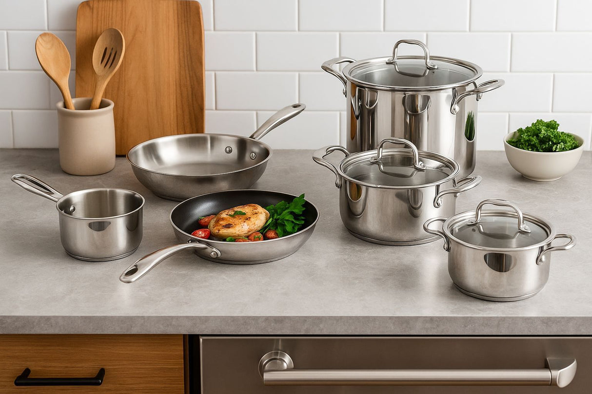 Batterie de cuisine - Tous feux dont induction - COSY & TRENDY-CLASSIC - Acier inoxydable - 11 pieces