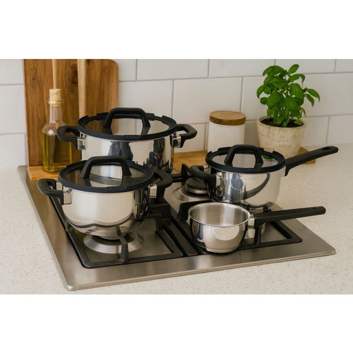 Batterie de cuisine - Tous feux dont induction - COSY & TRENDY - CASCADE - Acier inxoydable - 7 pieces