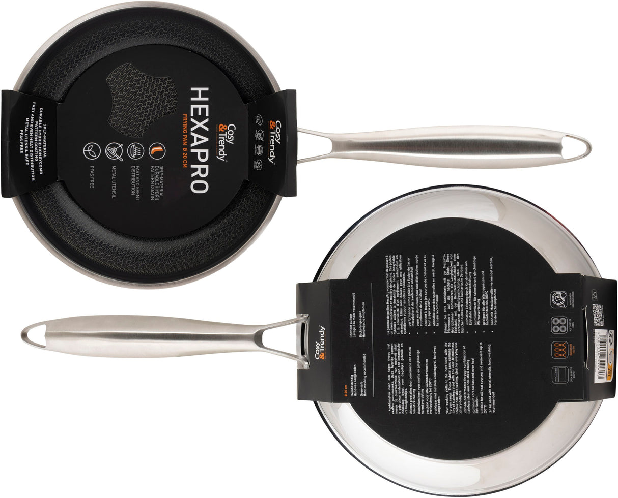 Poele - COSY & TRENDY - HEXAPRO - Acier inoxydable - Ø20 cm - Anti-adhésive - Tous feux dont induction