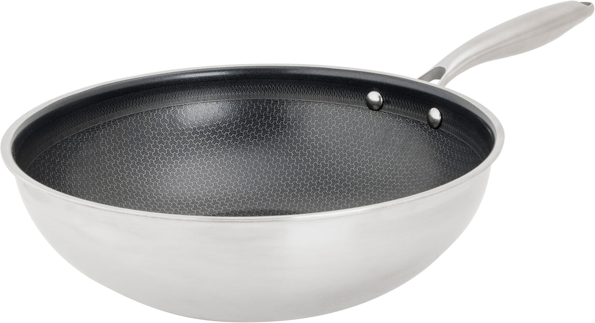 Wok - COSY & TRENDY - HEXAPRO - Acier inoxydable - Ø24 cm - Anti-adhésive - Tous feux dont induction