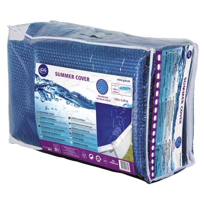 GRE - B‚che ÈtÈ a bulles pour piscine ovale 7,30m x 3,75m - anti U.V.A - …paisseur 0,18mm