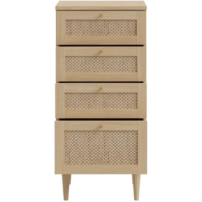 Commode - CALASETTEA - 4 tiroirs - Décor Chene - 50,4 x 41,4 x 108,8 cm
