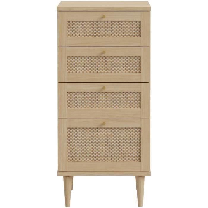 Commode - CALASETTEA - 4 tiroirs - Décor Chene - 50,4 x 41,4 x 108,8 cm