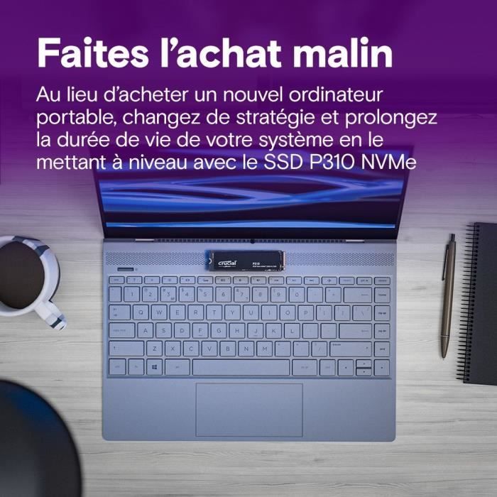 CRUCIAL - P310 - SSD interne - 4 To - PCIe Gen4 NVMe M.2 - Vitesse lecture Jusqu'a 7100 Mo/s - CT4000P310SSD8