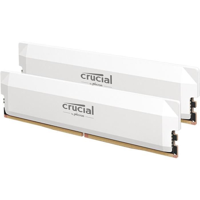 CRUCIAL Mémoire RAM DDR5 PRO - Overclocking Edition - Kit 64GB (2 x 32GO) - 6400 MT/s - CL40 - UDIMM - Blanc