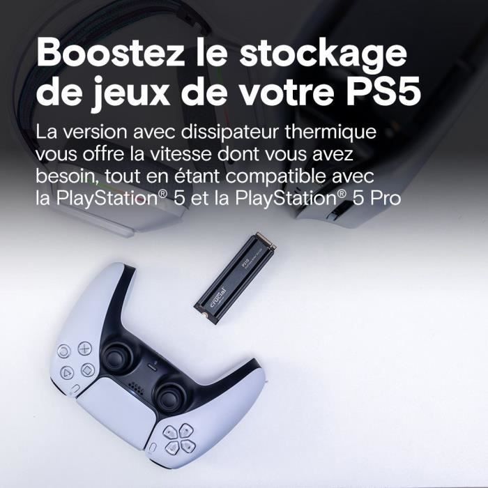 CRUCIAL - P310 - SSD interne - 4 To - PCIe Gen4 NVMe M.2 - Avec dissipateur - Vitesse lecture Jusqu'a 7100 Mo/s - CT4000P310SSD5