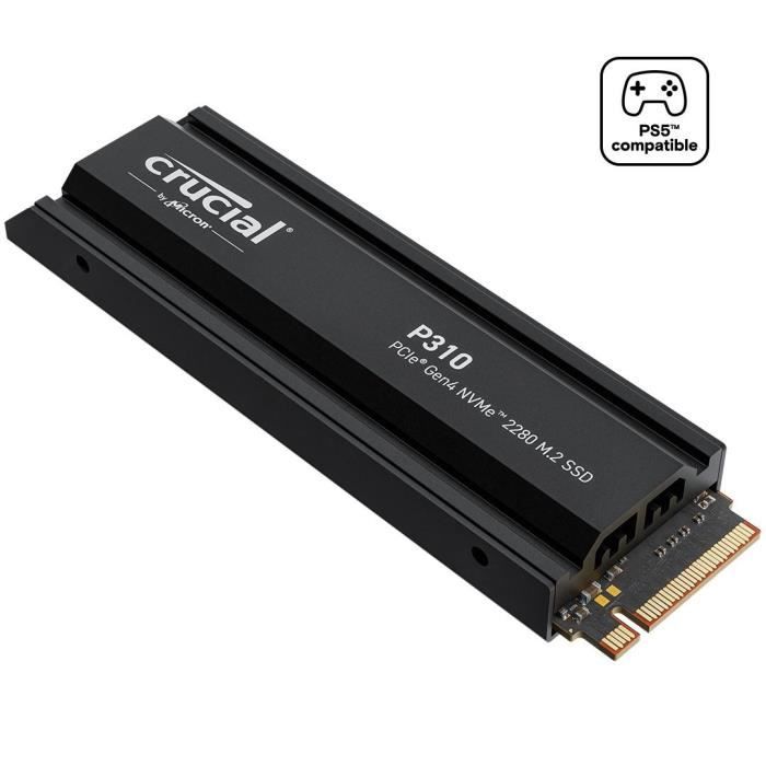 CRUCIAL - P310 - SSD interne - 4 To - PCIe Gen4 NVMe M.2 - Avec dissipateur - Vitesse lecture Jusqu'a 7100 Mo/s - CT4000P310SSD5