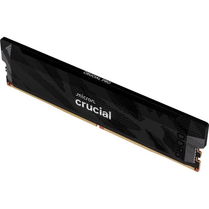 Mémoire gamer - CRUCIAL Pro OC - CP16G64C32U5B - 16 Go DDR5-6400 UDIMM - CL32 avec dissipateur thermique - Noir
