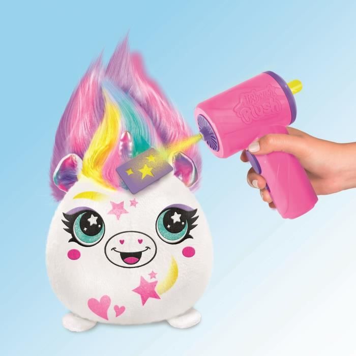 Peluche Squishy Hair'iffic a coiffer et décorer avec spray électronique, feutres, - Airbrush Plush -AIR 040- aléatoire Canal Toys