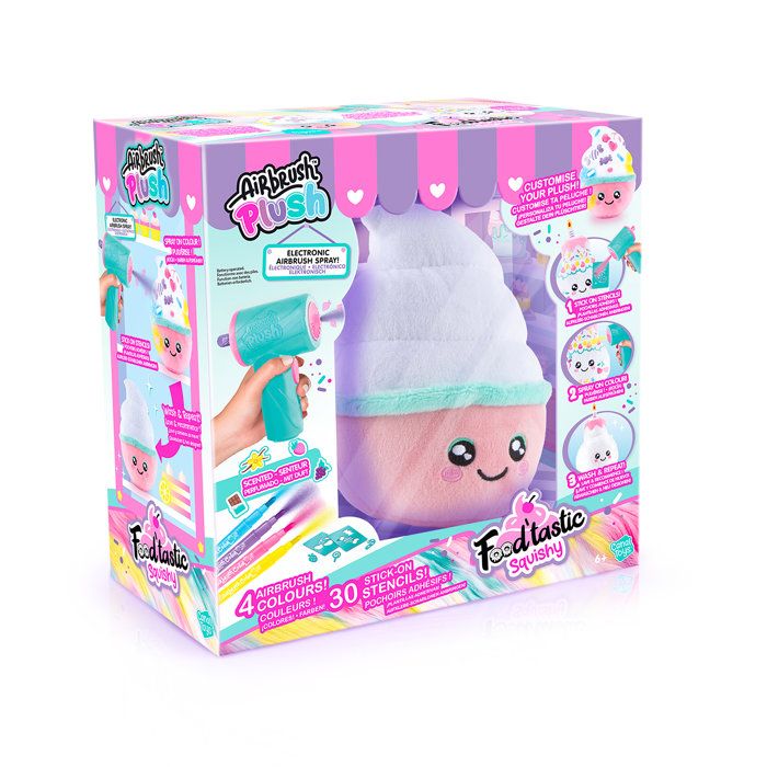 Canal Toys - Airbrush Plush – Peluche Squishy Food'tastic a décorer avec feutres parfumés et pochoirs - AIR 072