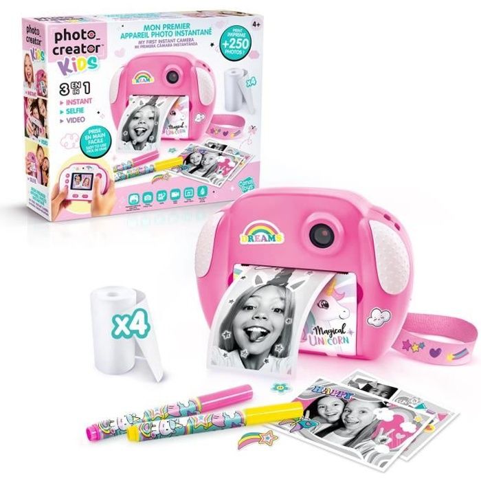 PHOTO CREATOR - Appareil Photo a impression instantanÈe Junior - Theme Licorne - CLK 013 - Canal Toys
