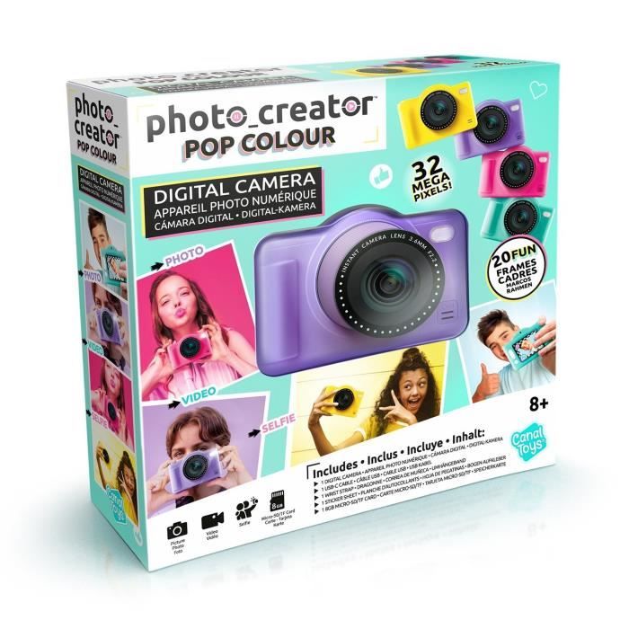 Appareil Photo Numérique Pop Couleur Violet- Avec carte SD 8Go incluse- Photo Creator - CLK 041 Canal Toys
