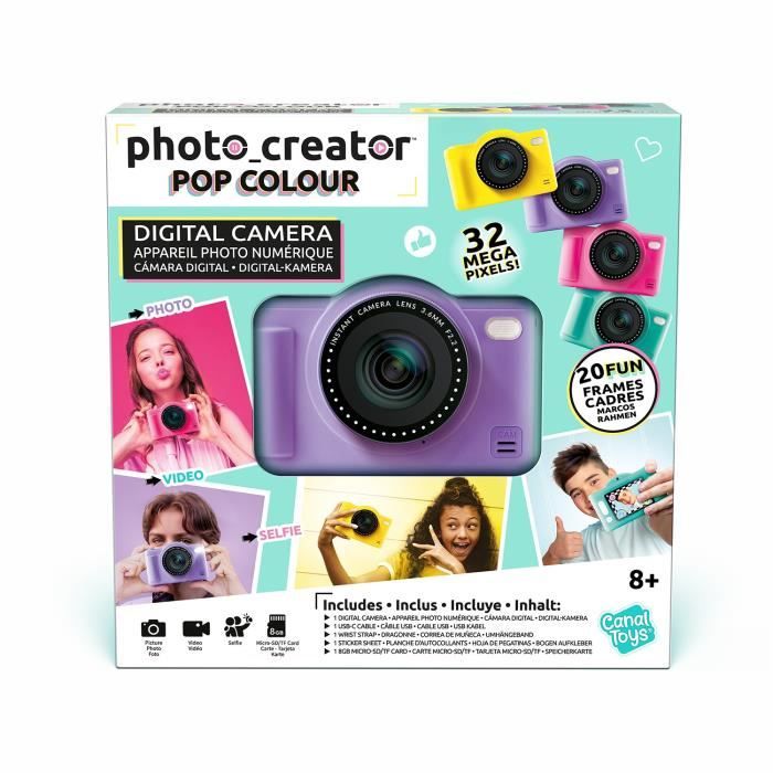 Appareil Photo Numérique Pop Couleur Violet- Avec carte SD 8Go incluse- Photo Creator - CLK 041 Canal Toys