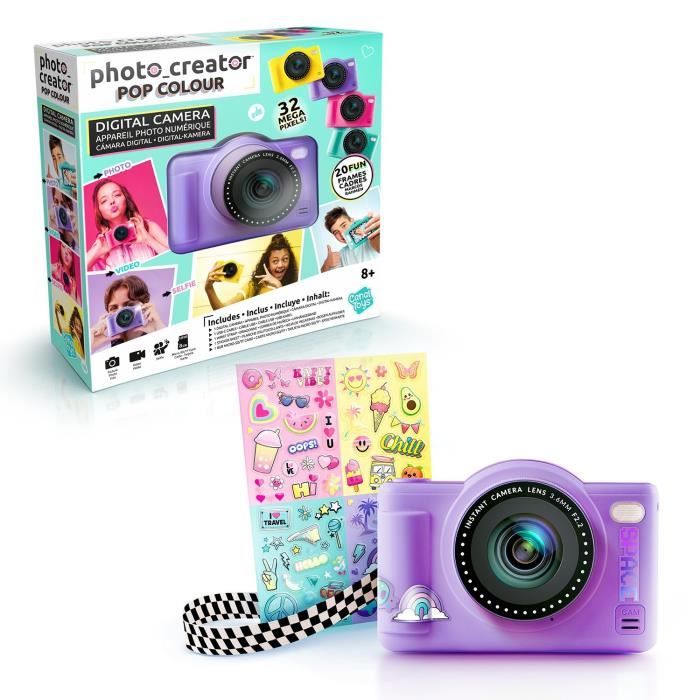 Appareil Photo Numérique Pop Couleur Violet- Avec carte SD 8Go incluse- Photo Creator - CLK 041 Canal Toys