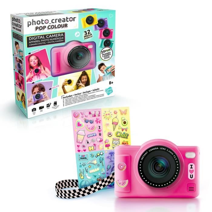 Appareil Photo Numérique Pop Couleur Rose- Avec carte SD 8Go incluse - Photo Creator - CLK 042 Canal Toys