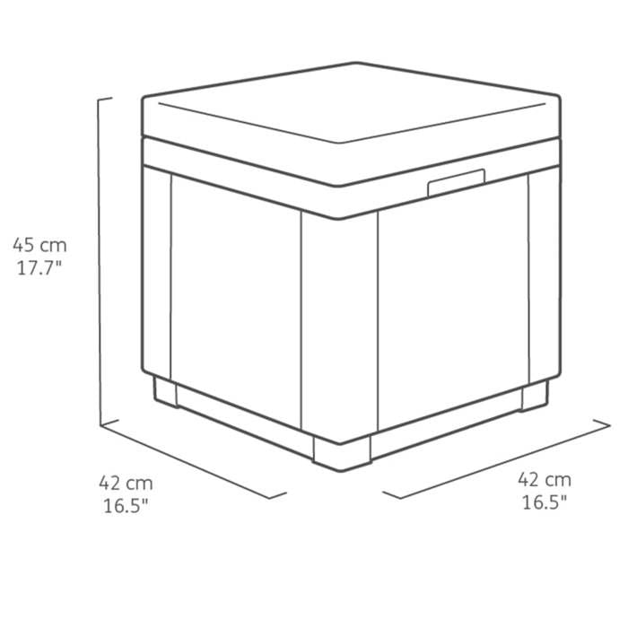 Table-pouf de jardin Keter - ALLIBERT by KETER - Cube avec coussin - Gris graphite - 47,1 L