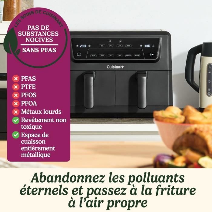 Friteuse sans huile CUISINART - Airfryer AFD10OBLE - Capacité 10,4L - Double cuves - Noir - 2400W