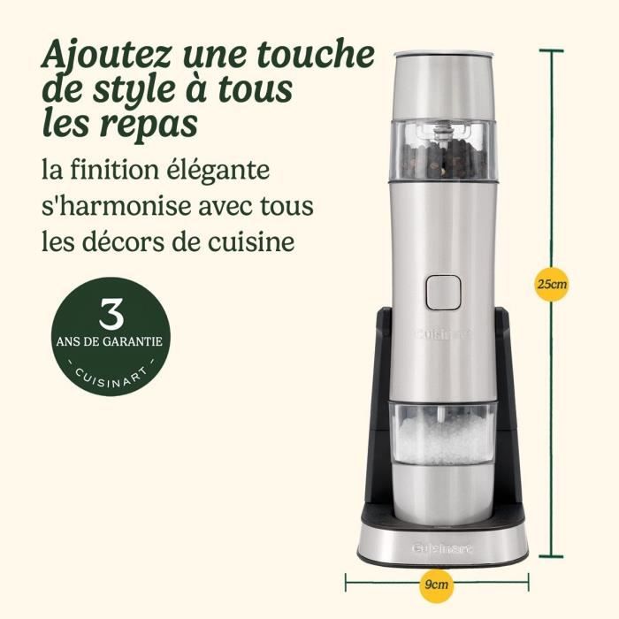Saliere / Poivriere - CUISINART - SG6SE - 20 min - Automatique - Rechargeable - Gris perle