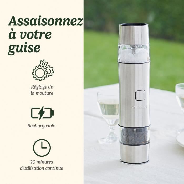 Saliere / Poivriere - CUISINART - SG6SE - 20 min - Automatique - Rechargeable - Gris perle