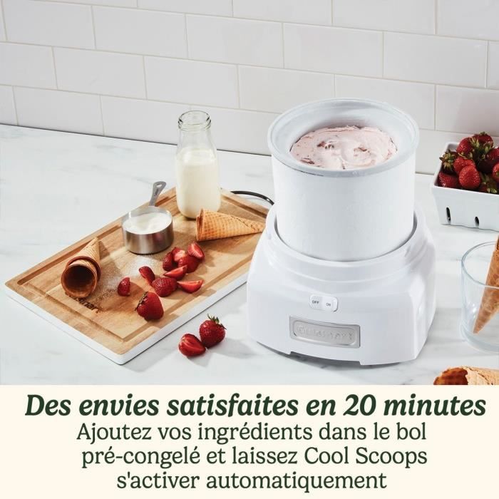 Sorbetiere CUISINART - ICE21E - Capacité 1,4L - Préparation rapide en 25min - 35W