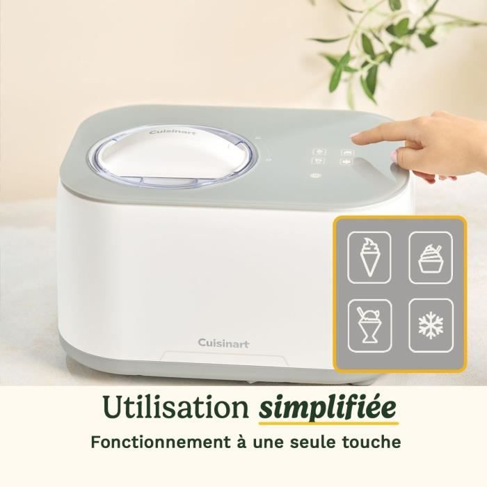 Sorbetiere CUISINART - ICE90E - Capacité 950ml - Préparation rapide en 40min - 100W