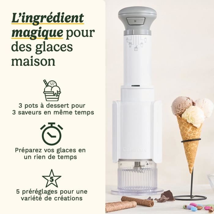Machine a glace CUISINART - ICEFD10E - Capacité 3 x 240ml - 250W
