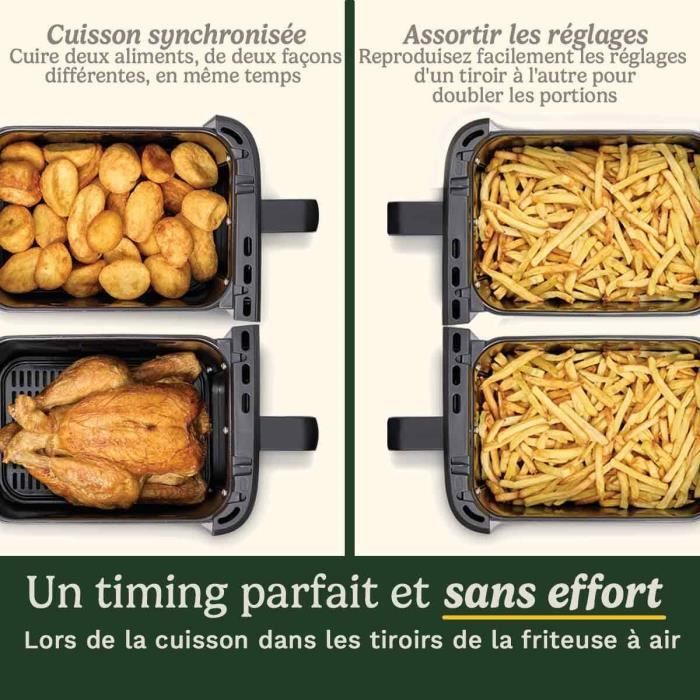 Friteuse sans huile CUISINART - Airfryer AFT13XSSE - Capacité 13,6L - Double cuves + 1 tiroir - Noir / Inox - 2400W
