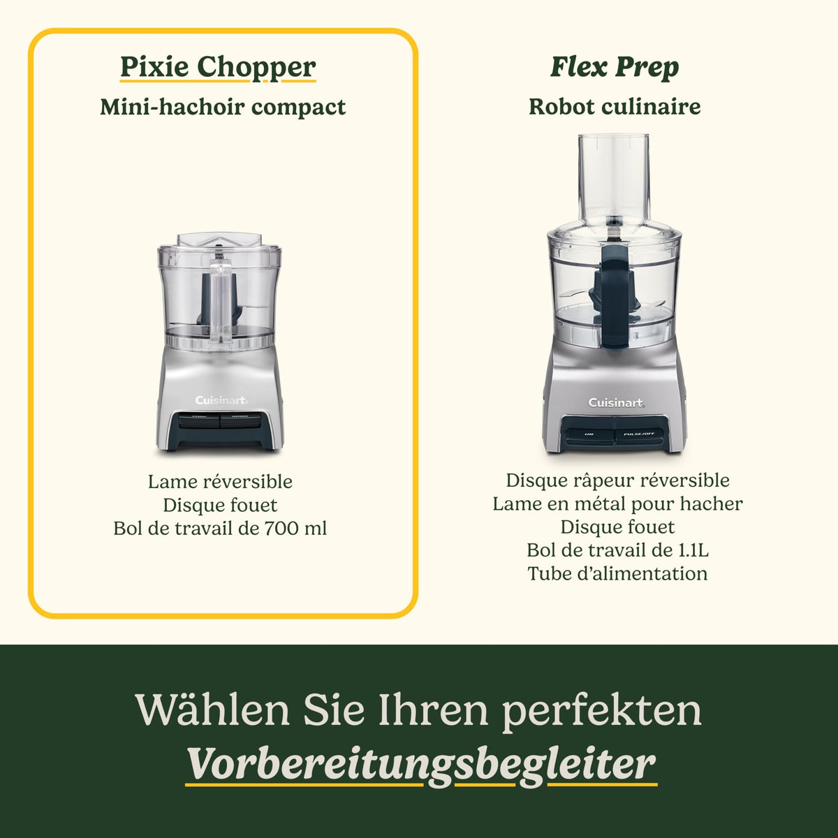 Hachoir électrique - CUISINART - CCH32E Pixie Chopper - 250 W - 0,7 L - Gris
