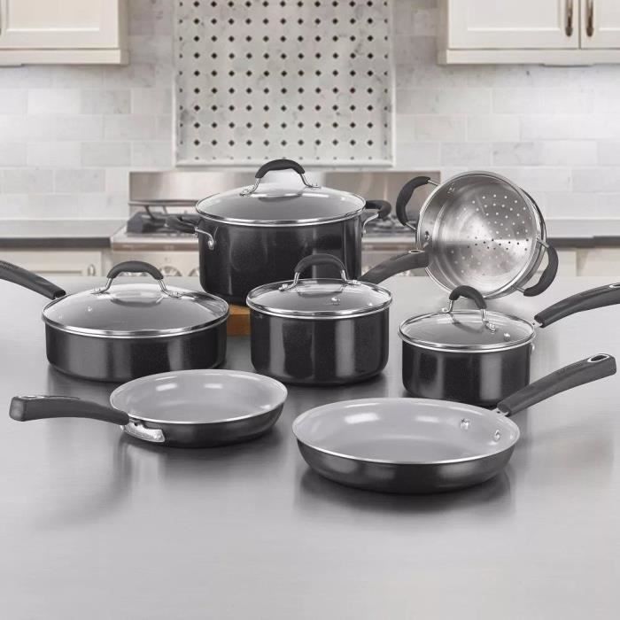 Batterie de cuisine - Tous feux dont induction - CUISINART - 54C11BKEU - Céramique - Antiadhésif - 11 pieces