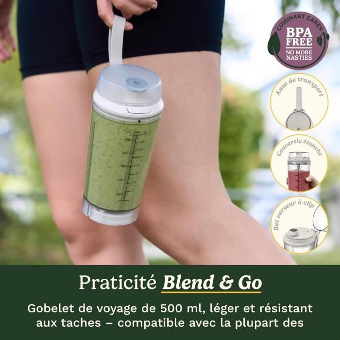 Blender - CUISINART - PBL100E Blast&Go - 120 W - 500 ml - 50 dB - Blanc