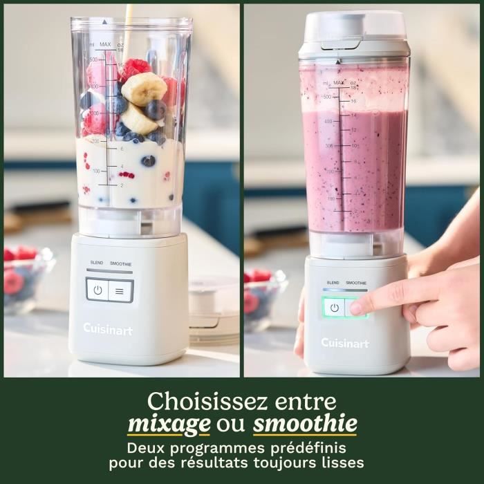 Blender - CUISINART - PBL100E Blast&Go - 120 W - 500 ml - 50 dB - Blanc